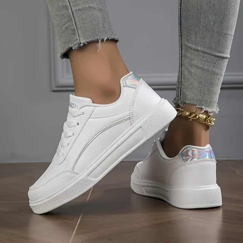 Stylish ComfortFit Skate Shoes - Road Running, Low-Top, Lace-Up, Round Toe, Ultra-Lightweight, Breathable, Comfortable, All-Season, Versatile Sneakers for Women