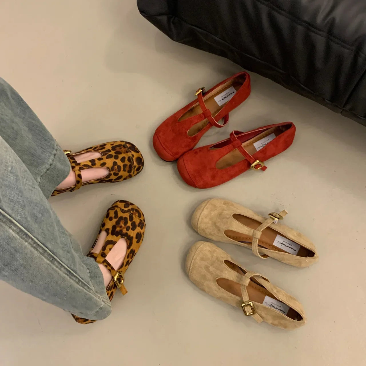 Leopard Women Shoes Flats Mary Jane Walking Casual Spring Fashion Woman Dress Buckle Retro Single Shoes Zapatillas De Muje