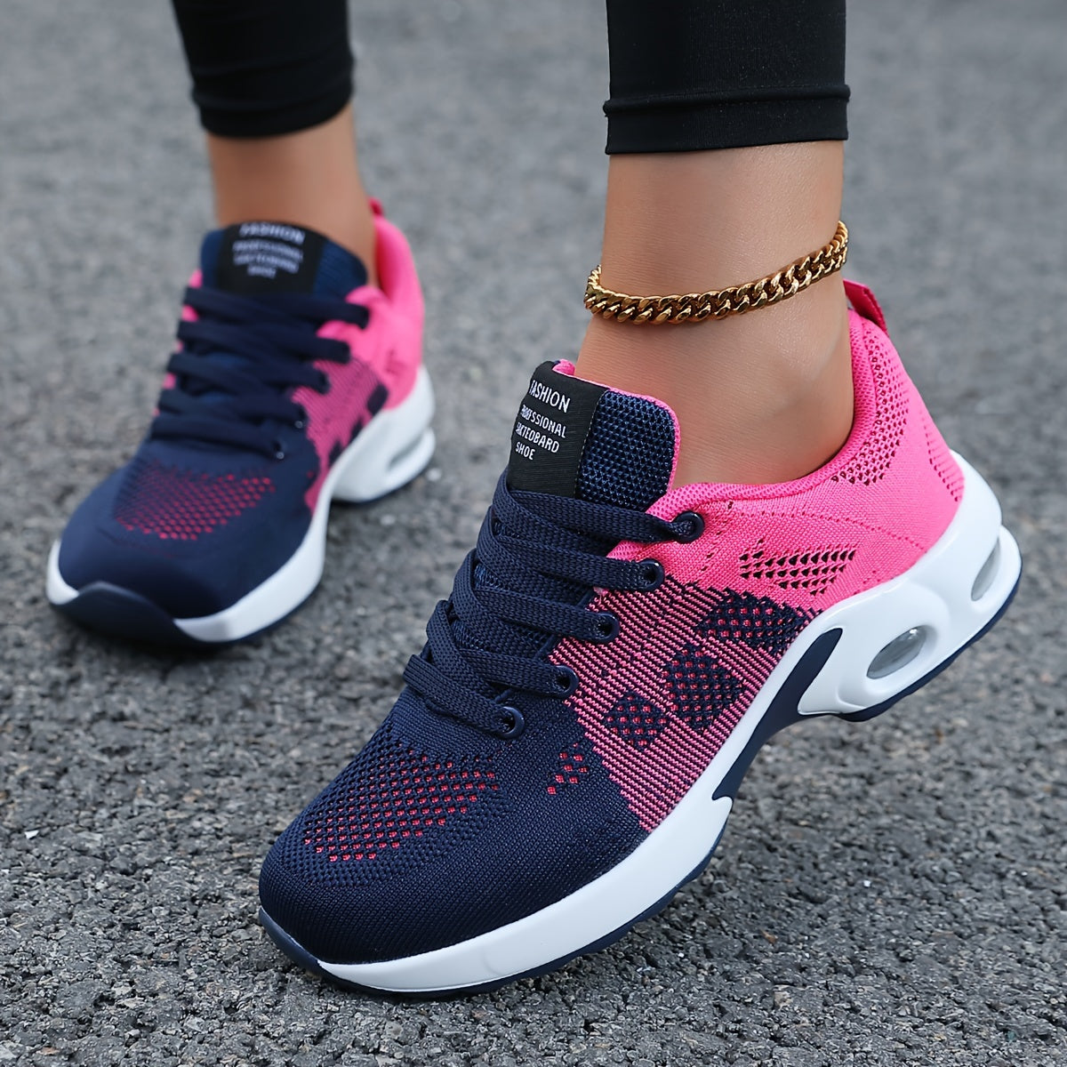 Women's Breathable Mesh Running Shoes with Air Cushion - Lightweight, Lace-Up Casual Sneakers for All Seasons