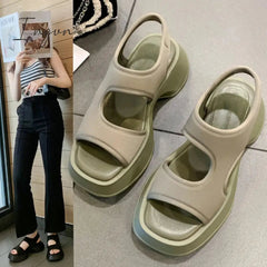 Ingvn - 2024 Fashion Women's Shoes Anti-Slip Platform Sandals Stretch Fabric Summer Comfort Ladies Walking Ladies Sandals Ladies Casual