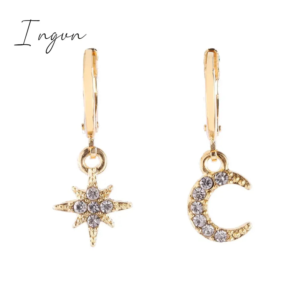Ingvn - New Heart Zircon Hoop Earrings for Women Gold Plated Stainless Steel Drop Earrings 2023 Trend Luxury Wedding Part Jewelry Gift