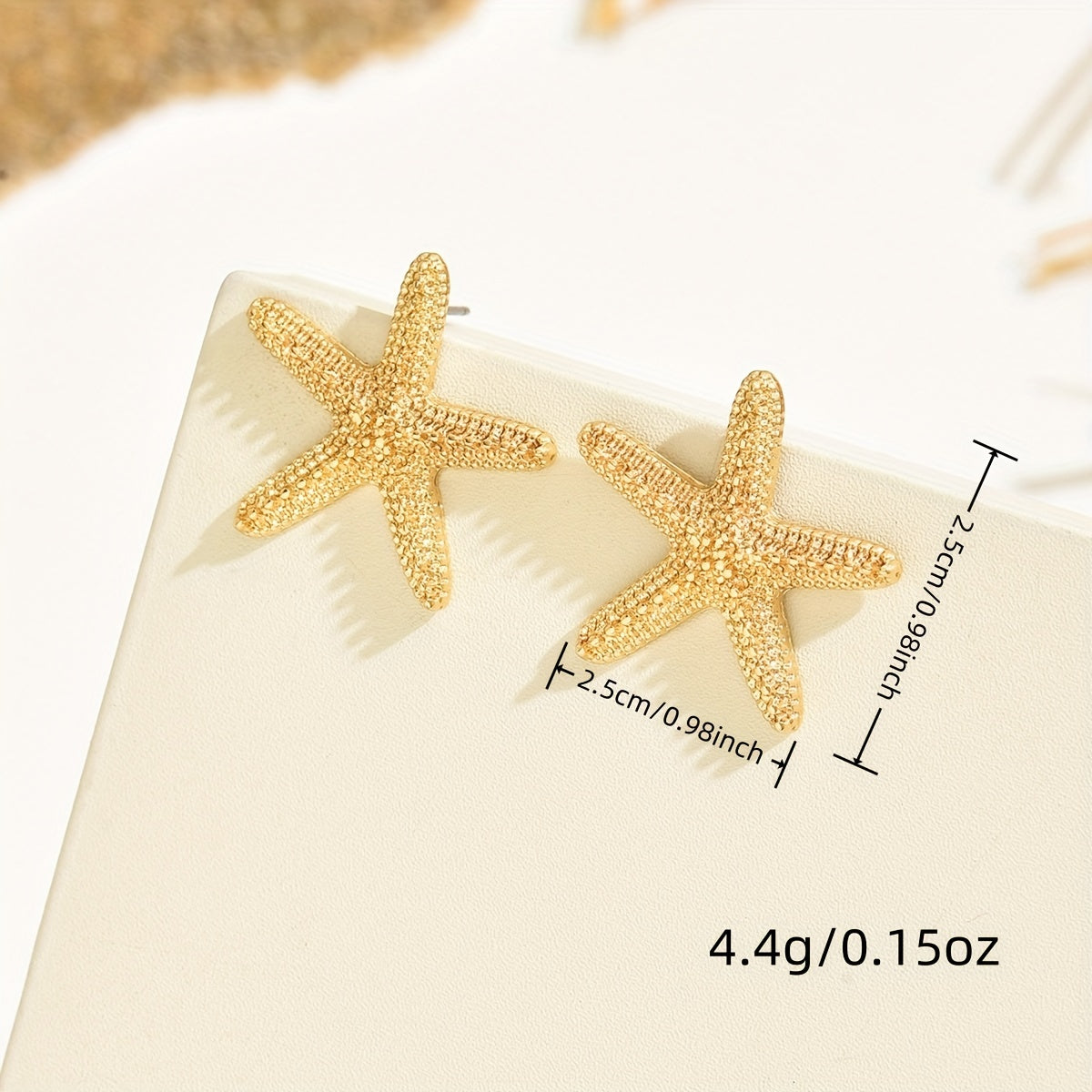 1 Pair of Cute Starfish Stud Earrings for Women, Made of Zinc Alloy Iron Post, No Plating, Versatile Daily Wear and Music Festival Accessories