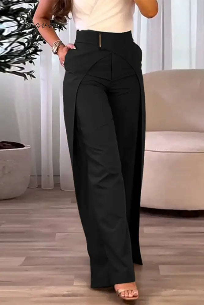 Ingvn - Casual Solid Patchwork Regular High Waist Conventional Solid Color Bottoms