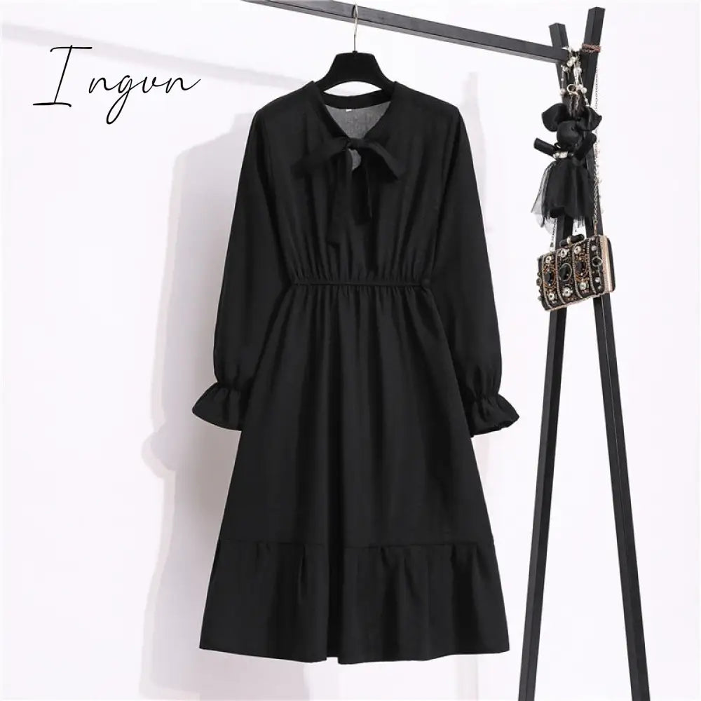 Ingvn - 11 Style Beautiful Fashion Summer Women Long Sleeve Dress Retro Collar Casual High Waist Dresses Floral Print Chiffon Clothing
