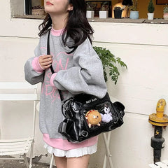 Ingvn  Pink Literary Womens Shoulder Bag Sweet Cute Casual Transparent Fashion Handbag Elegant Korean Style Female Crossbody Bag
