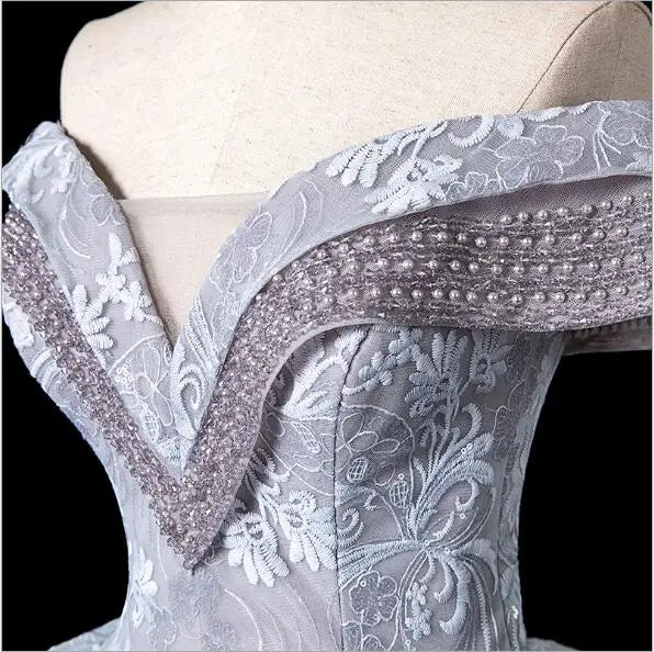 Dresses Elegant Party Prom Dress Off The Shoulder Ball Gown Vintage Lace Vestidos Gown Custom
