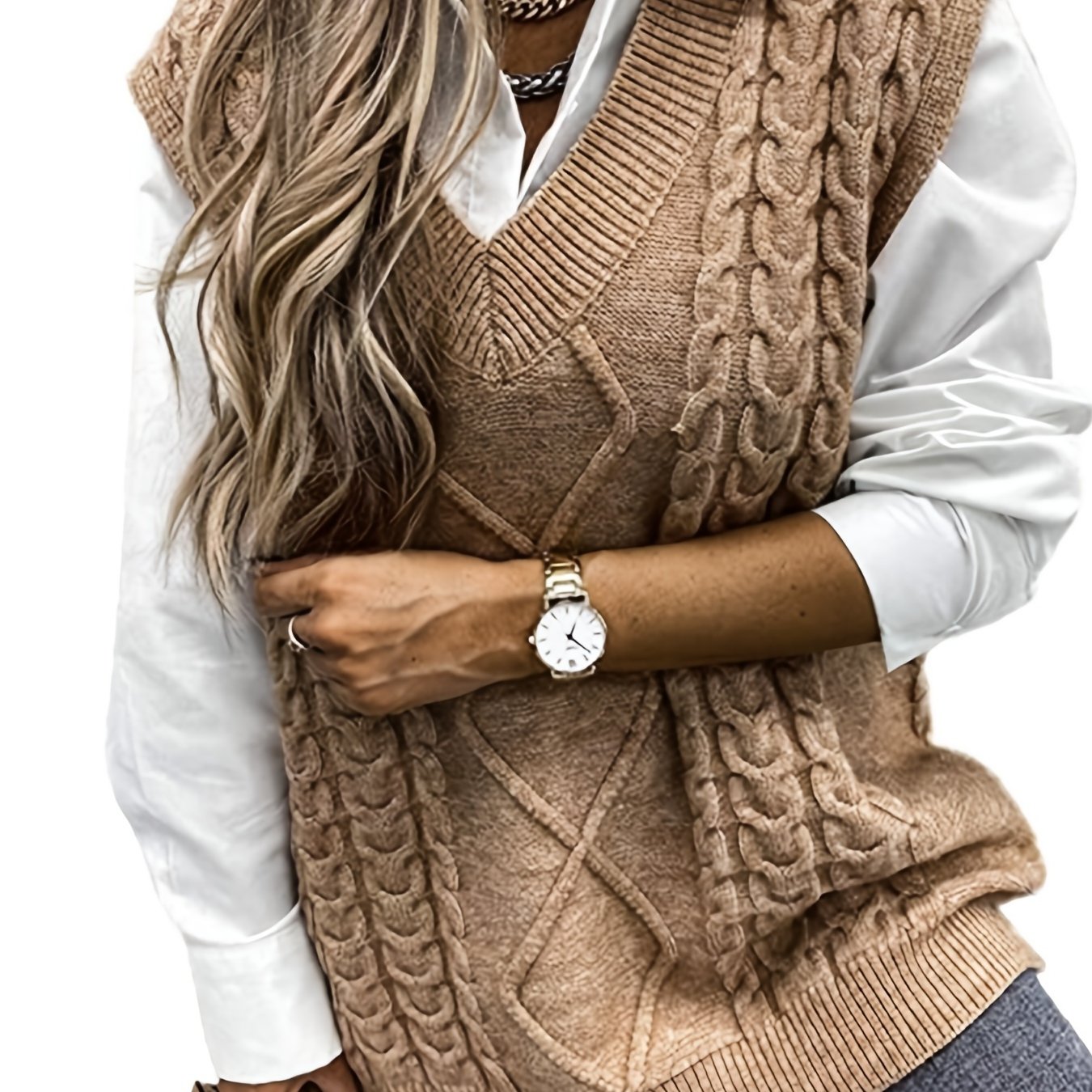 V-Neck Knit Vest: Casual, Comfortable & Chic - Perfect for Spring/Fall, Solid Color, With Mid-Stretch for a Flattering Fit