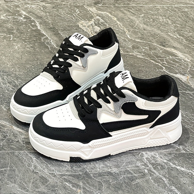 Women's Platform Sneakers, Casual Lace Up Outdoor Shoes, Comfortable Low Top Skate Shoes plus size