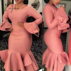 Ingvn - African Fashion Women Dresses Office Style High Waist A Line Yellow Mid Calf Elegant Business Work Wear Clothes Dress Midi New
