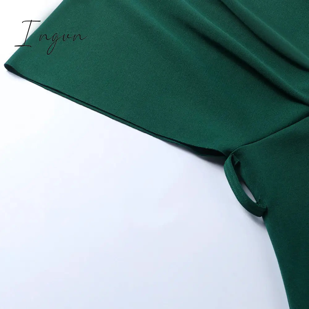 Ingvn - Women Sexy Elegant Off The Shoulder Dresses Autumn Summer Vintage Streetwear Club Party Female V-Neck Dress With A Belt