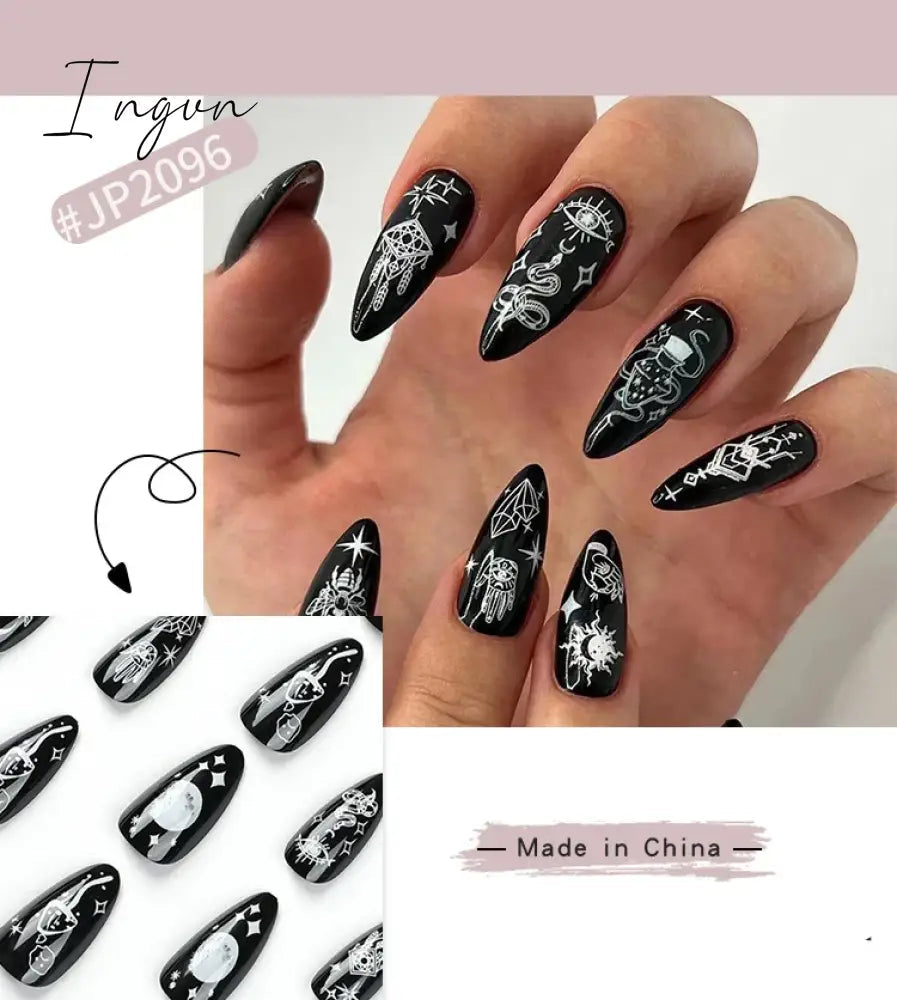 Simple French Wearable False Nails Almond Colorful Stripes Colorblock Design Manicure Fake Nails Line Full Cover Press On Nail