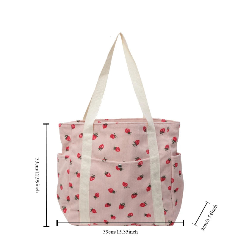 Ingvn  Fashionable Beautiful Corduroy Shoulder Bag Personalized High Grade Commuting Handbag Casual Simple Large Capacity Mommy Bag