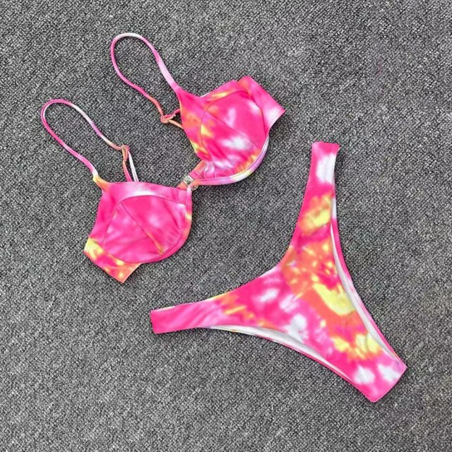New Arrival Summer Women Two Piece Swimsuit Sexy Bikini Violet Steel Bracket Swimwear Female Bathing Suits Beachwear