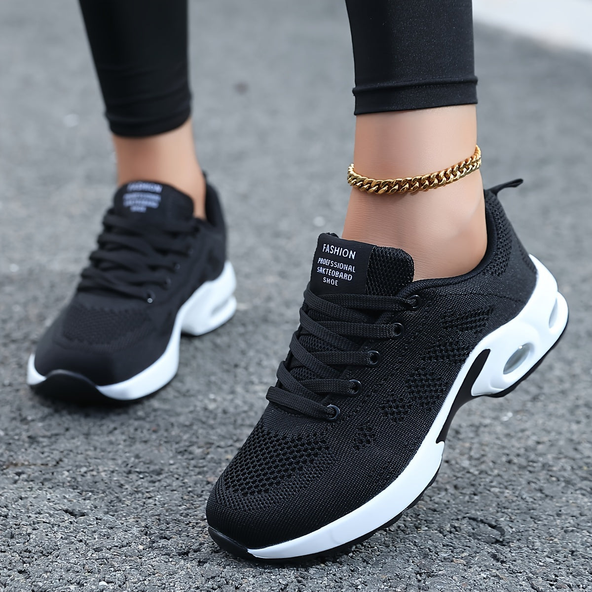 Women's Breathable Mesh Running Shoes with Air Cushion - Lightweight, Lace-Up Casual Sneakers for All Seasons