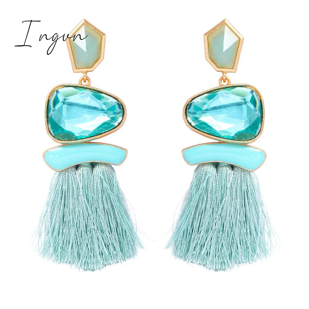 Ingvn - New Fringed Statement Drop Earrings Wedding Tassel Multicolored Hot Fashion STUD Earrings Jewelry Women 2023 Trend