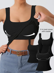 Solid Color Slim Tank Top 3 Packs, Casual Square Neck Sleeveless Versatile Top, Women's Clothing