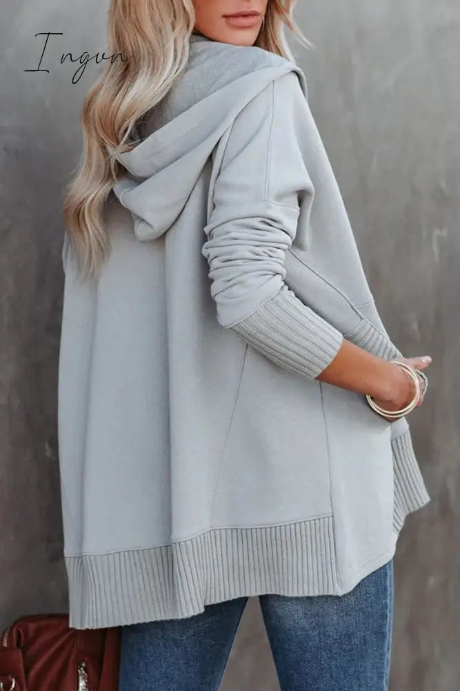 Ingvn - Casual Solid Pocket Buckle Hooded Collar Tops(14 colors)