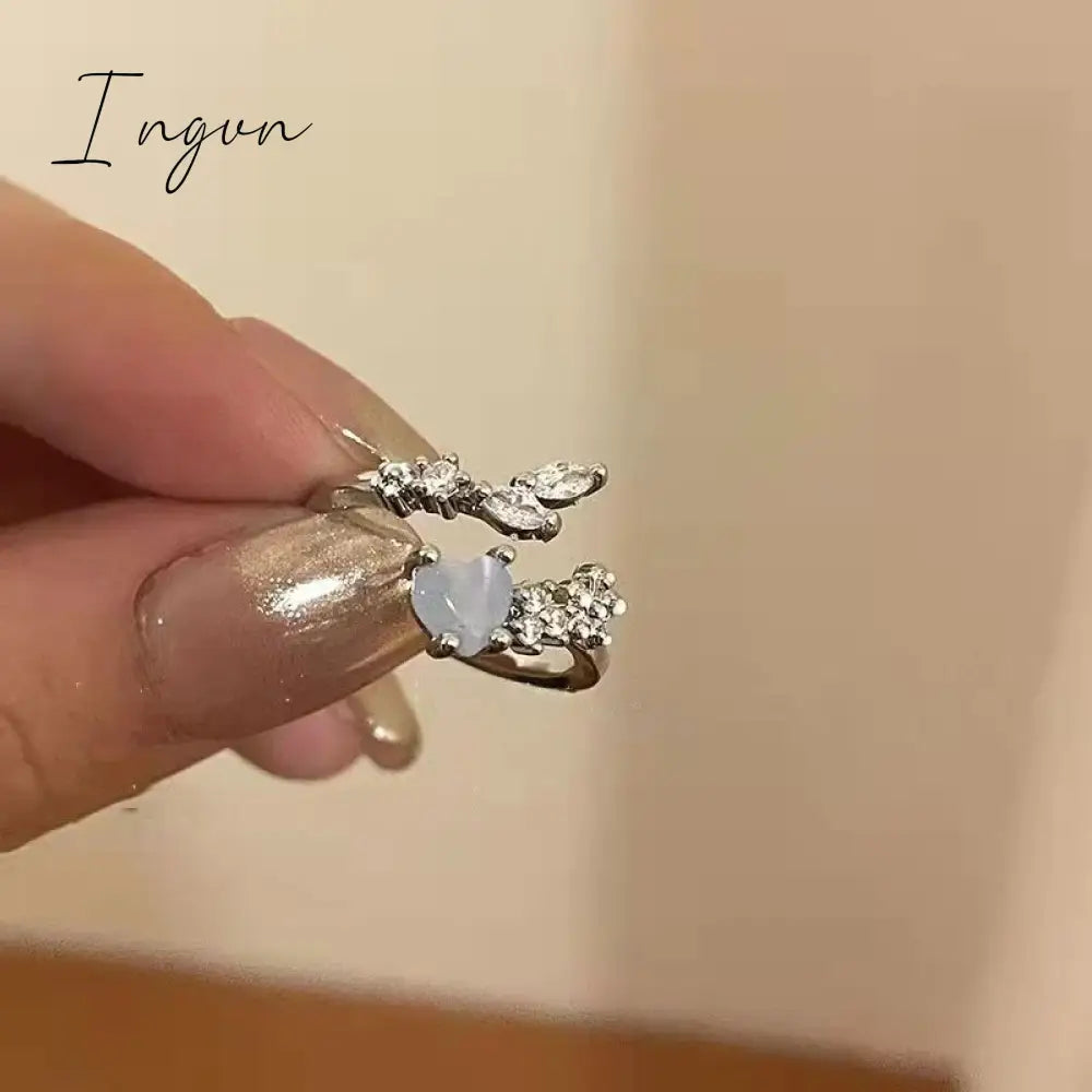 3pcs New Arrived Romantic Cute Blue Heart Ring for Women Exquisite Jewelry Set Ring Micro Flower Zircon Party Dating Accessories