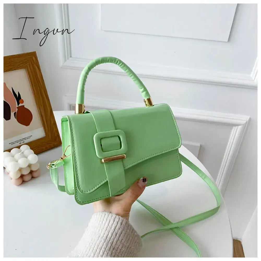 Ingvn - 1Pcs PU Leather Women's Handbags Luxury Designer Female Shoulder Bag 2023 New Fashion Candy Color Small Square Bag Messenger Bag