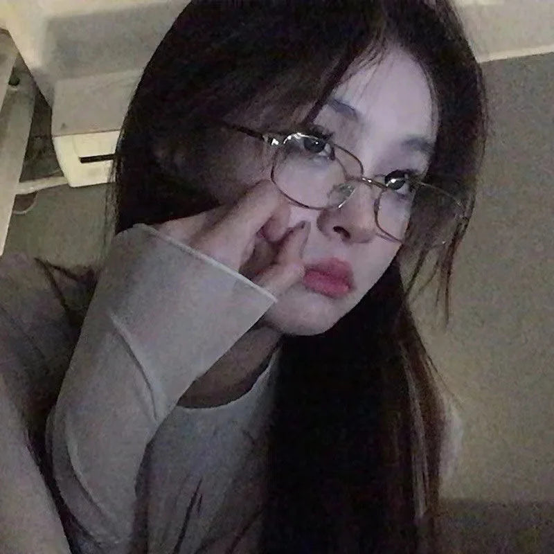 INGVN  Y2K Harajuku Small Square Frame Glasses Women Retro Metal Eyeglasses Clear Reading Spectacle Blue Light Blocking Eyewear