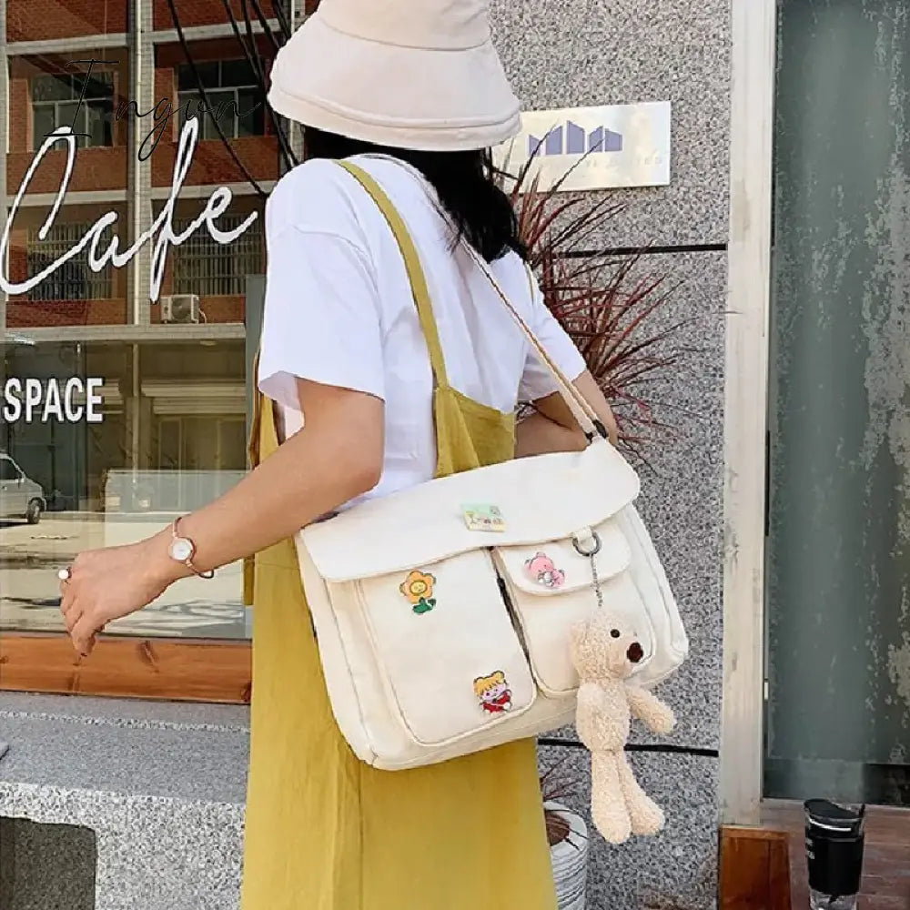Ingvn - Women Simple Crossbody Bags Cute Casual Satchel Ladies Shoulder Bag Pouch Girls Canvas Cross School Bags Purse