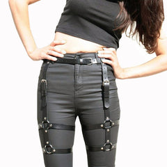 Punk Black Leather Sword Belt Waist Garter Handmade Body Bondage Sexy Leg Suspenders Harness Stockings Belts For Women