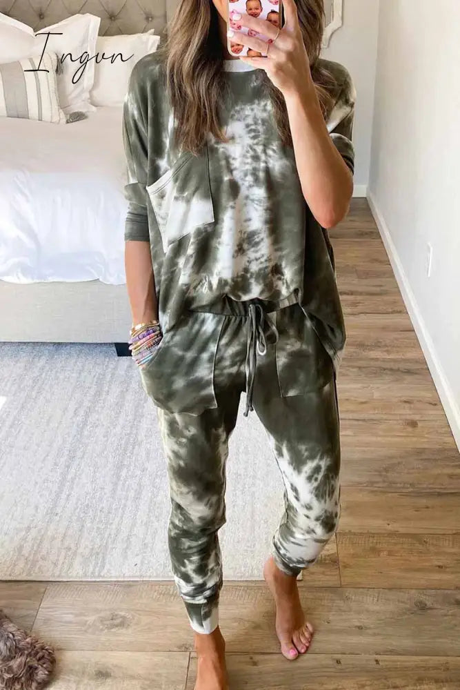 Ingvn - Dark Tie Dye Comfortable Casual Set