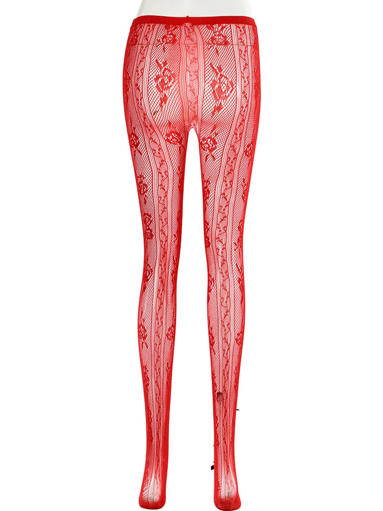 Ingvn  Sexy Leggings  Woman Clothes High Waist Hollow Out Bowknot Slim Pants Streetwear Night Club Outfit Female Skinny Tights