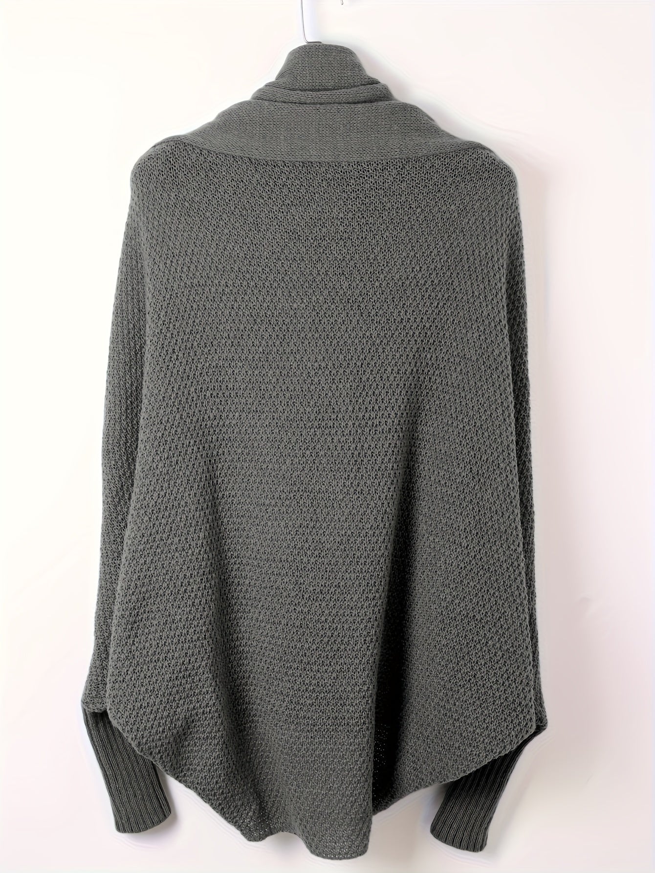 Cozy Women's Casual Solid Color Open Front Long Batwing Sleeve Cardigan for Fall & Winter