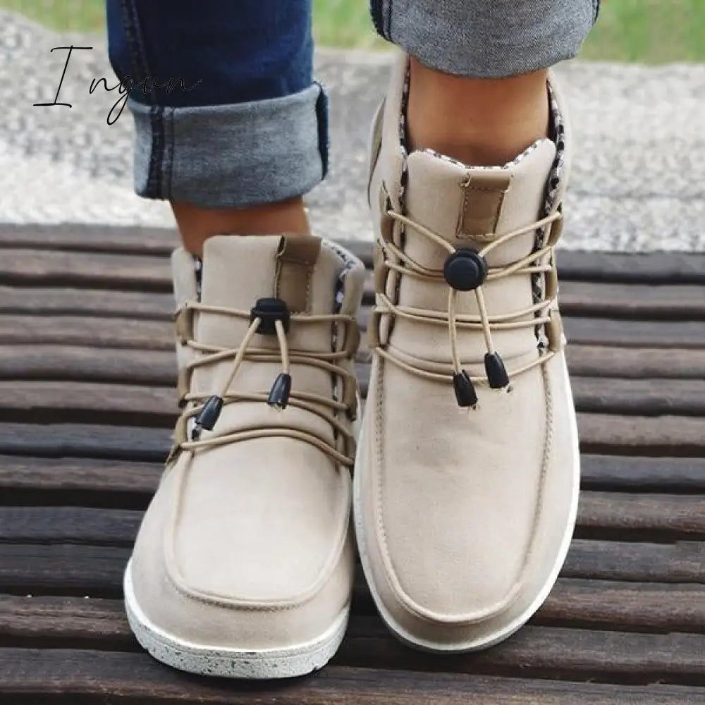 Ingvn - Casual Laced Front Ankle Boots