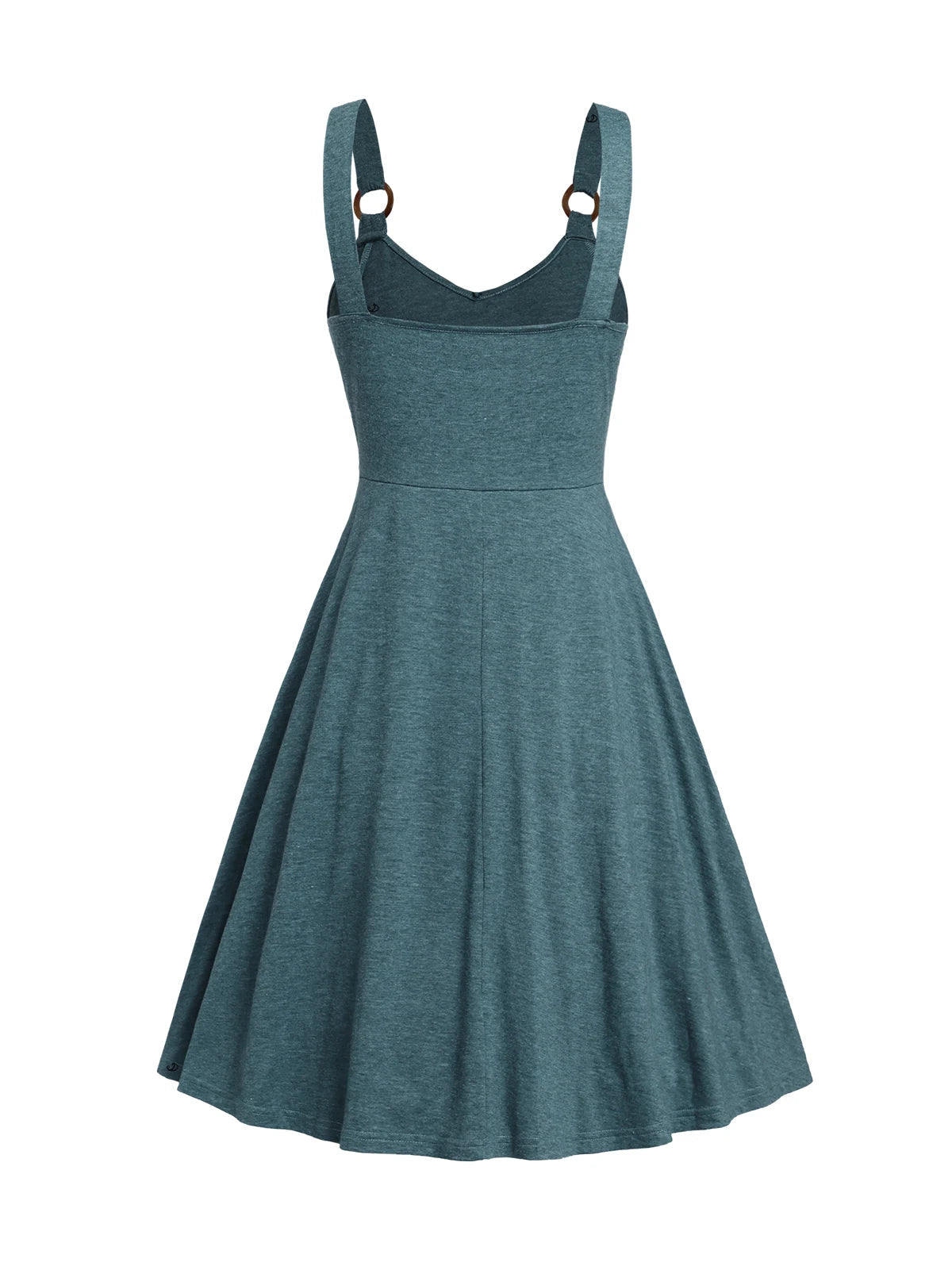 2025 Women's Summer Dresses Heather Crossover Mock Button Dress O Ring Strap High Waisted A Line Mini Casual Dress