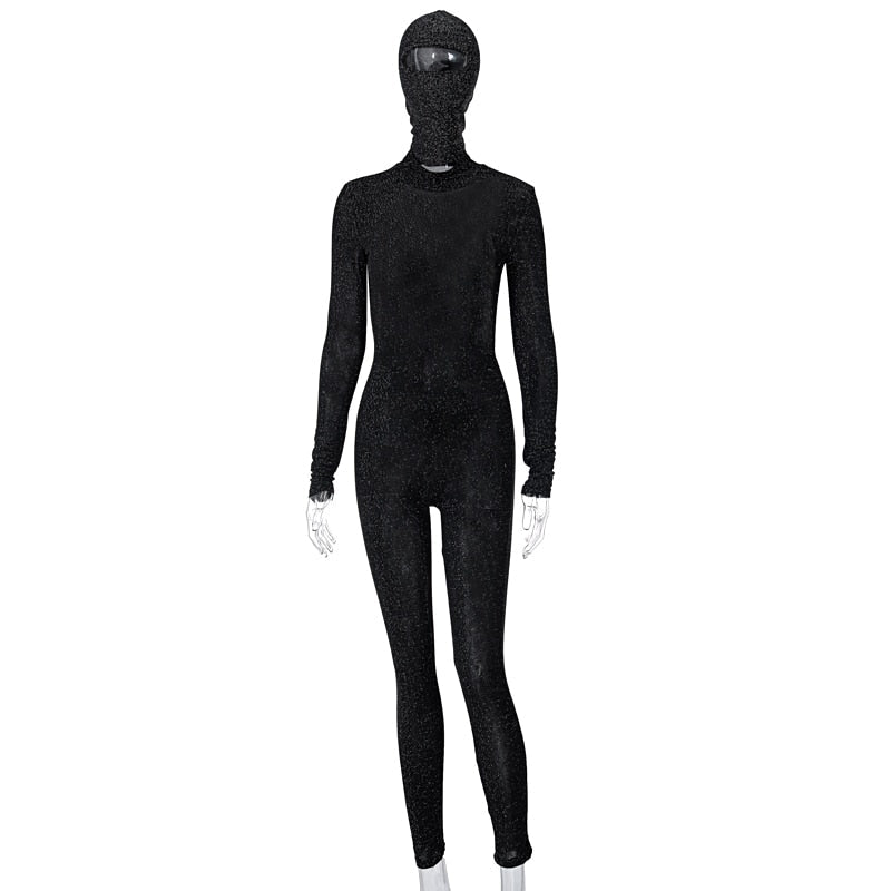 Long Sleeve Solid Backless Sequin Skinny Jumpsuit Autumn Winter Women Fashion Sexy Streetwear Casual Romper