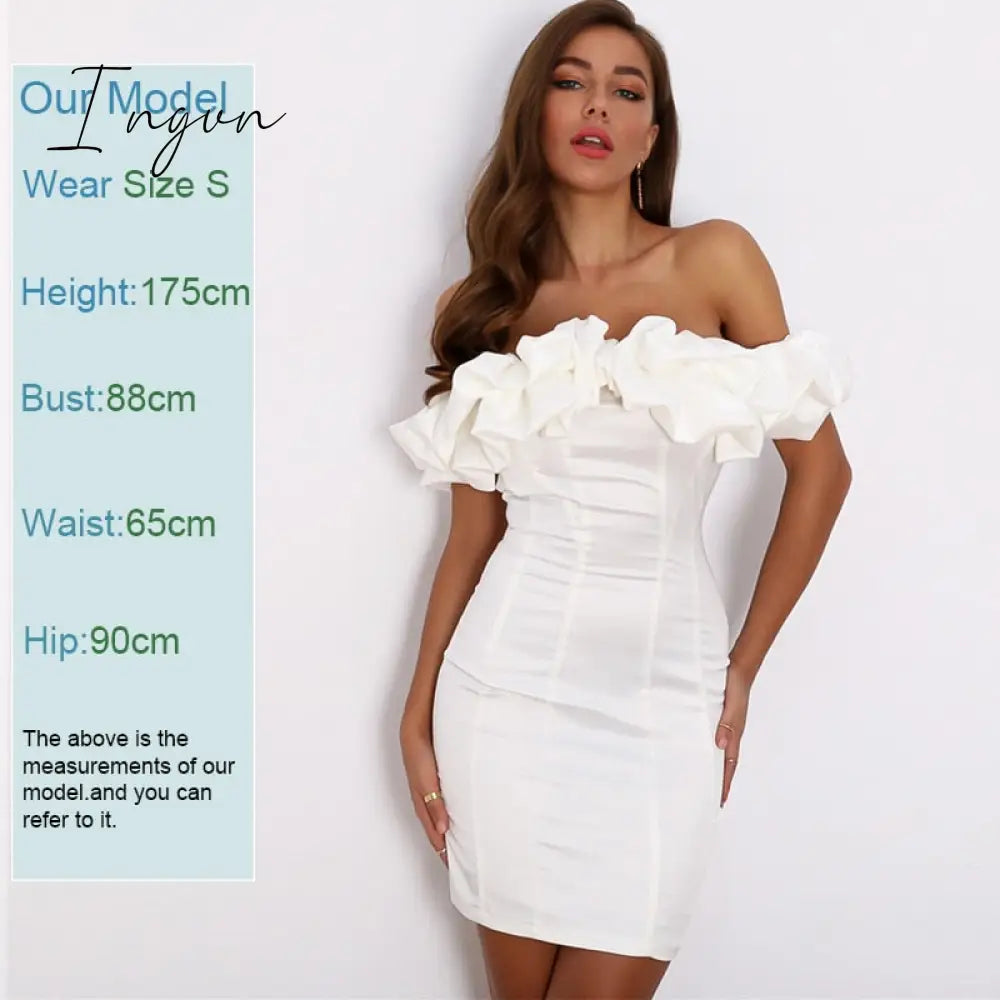 Ingvn - Women's Ruffled Off-shoulder Tube Top Backless Dress