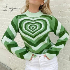 Ingvn - Fashion Tops 2023 Women Pullover Korean Fashion Sweaters Love Print Tops Long Sleeve Top Casual New Autumn Winter Clothes Women