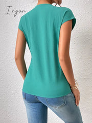 Ingvn - Tied Surplice Neck Short Sleeve Blouse