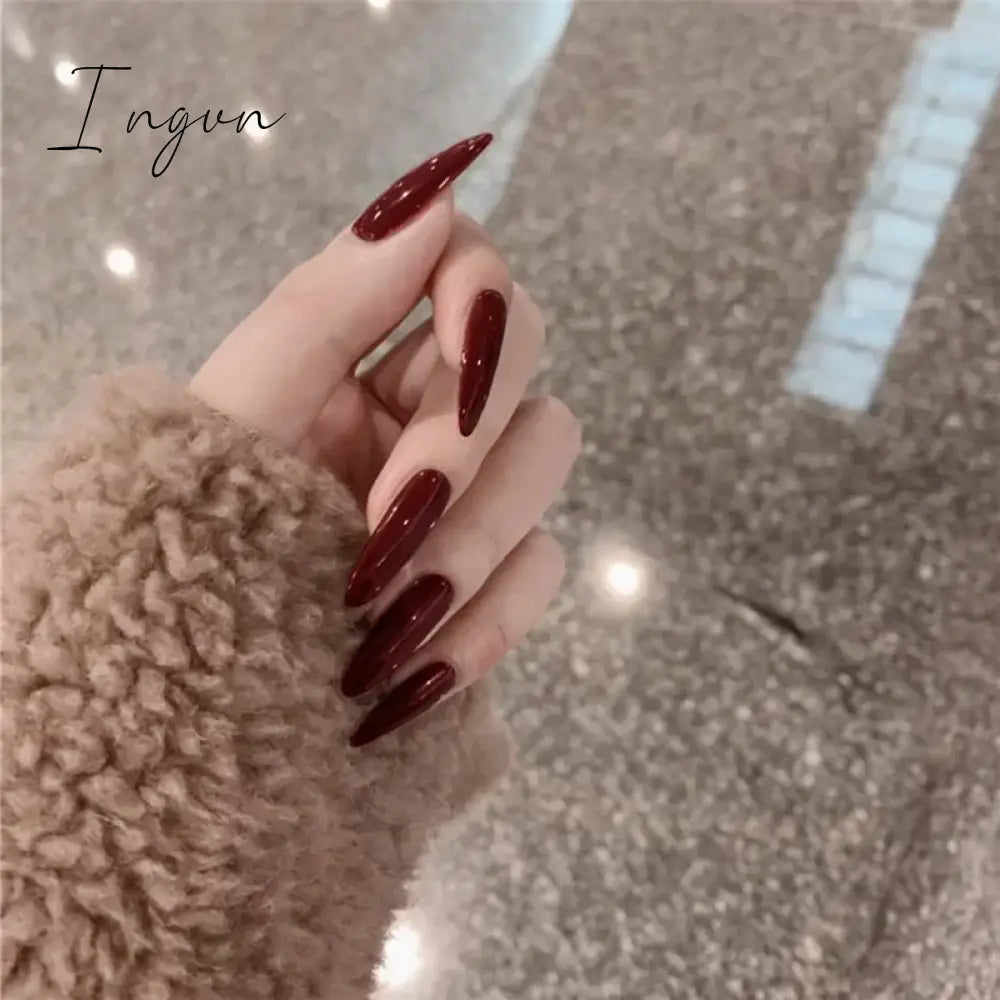 24Pcs False Nails With Glue Almond Pink Butterfly Design Detachable Rhinestones Acrylic Fake Nails long stiletto Press On Nails