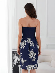 Vibrant Floral Print Tube Midi Dress - Sleeveless, Shirred, Bodycon, Feminine, Summer Essential - Women's Clothing, Sexy and Chic