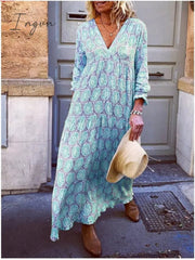 Ingvn - V Neck Pink Women Dresses Holiday Holiday Floral Dresses