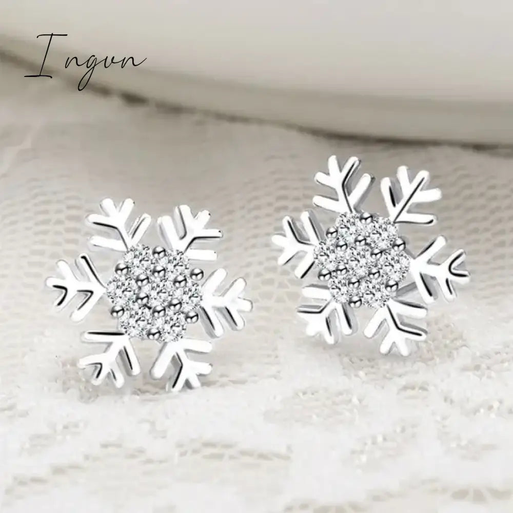 Crystal Zircon Snowflake Stud Earrings For Women Shiny Rhinestone Charm Earring Girls Christmas New Year Birthday Jewelry Gifts