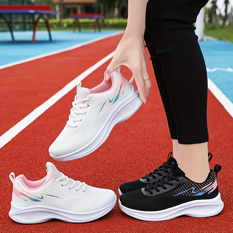 Women's Breathable Knit Sneakers, Casual Lace Up Outdoor Shoes, Lightweight Low Top Sport Shoes