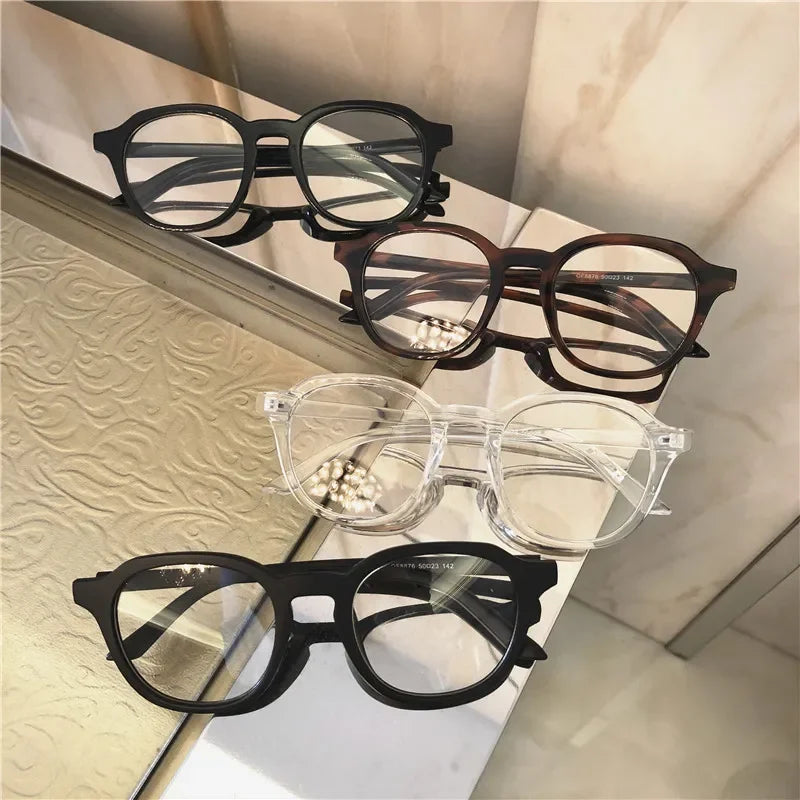 INGVN  Korean Transparent Glasses Frame Women Lovely Plain Glasses Men Eyewear Cute Decorative Computer Glasses