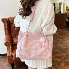Ingvn  Fashion Forest Style Shoulder Bag Female Embroidery Retro Style Versatile Commuting Leisure Bag Large Capacity Canvas Tote Bag