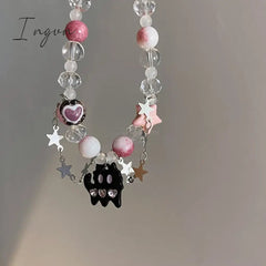Fashion Cute Cat Y2k Sweet And Cool Hot Girl Star Bracelet For Women Crystal Beaded Double Layer Stacked Bracelet Party Gift