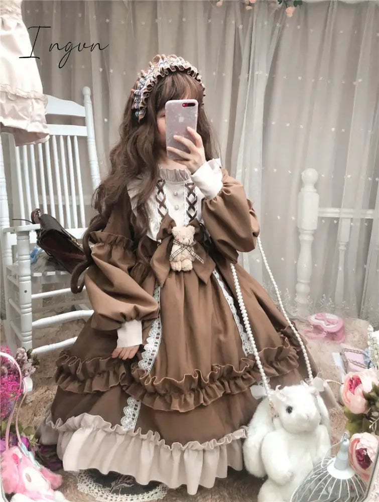 Ingvn - Kawaii Lolita Style Dress Women Lace Maid Costume Dress Cute  Japanese Costume Sweet Gothic Party Robe Renaissance Vestidos