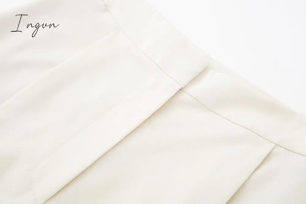 Ingvn - Women Fashion Solid High Waist Wide Leg Pants Suit Female Casual Front Zipper With Pockets Ladies Loose Long Trousers