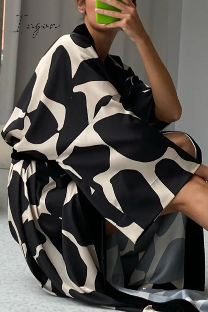 Ingvn - Casual Living Geometric Print Bandage Sleepwear