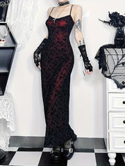 [Long Sexy Halter Dress Form-Fitting] Sultry Lace-Embroidered Halter Dress: Sexy, Long, and Form-Fitting with No Sleeves or Belt, Perfect for Adult Fashion Enthusiasts