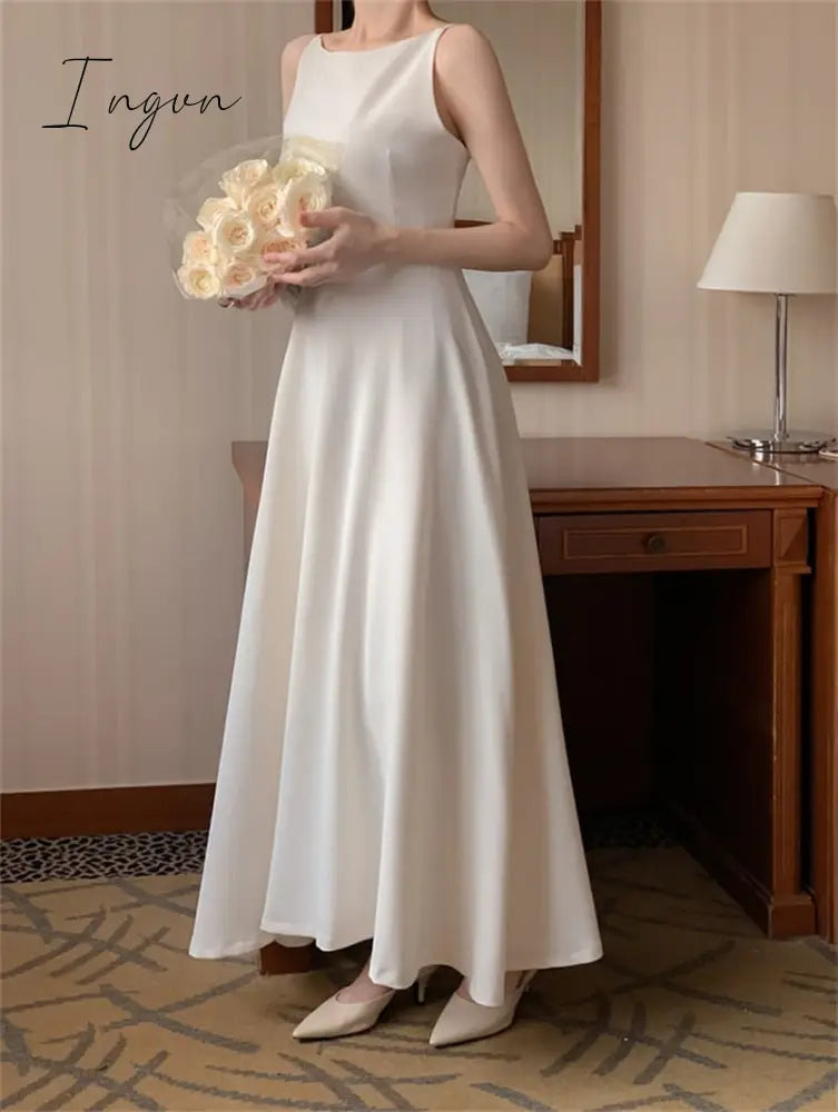 Ingvn - Summer Elegant Casual Long Dress Women Spaghetti Strap A-Line Vintage Solid Party Black Robe Female Fashion Birthday Vestidos