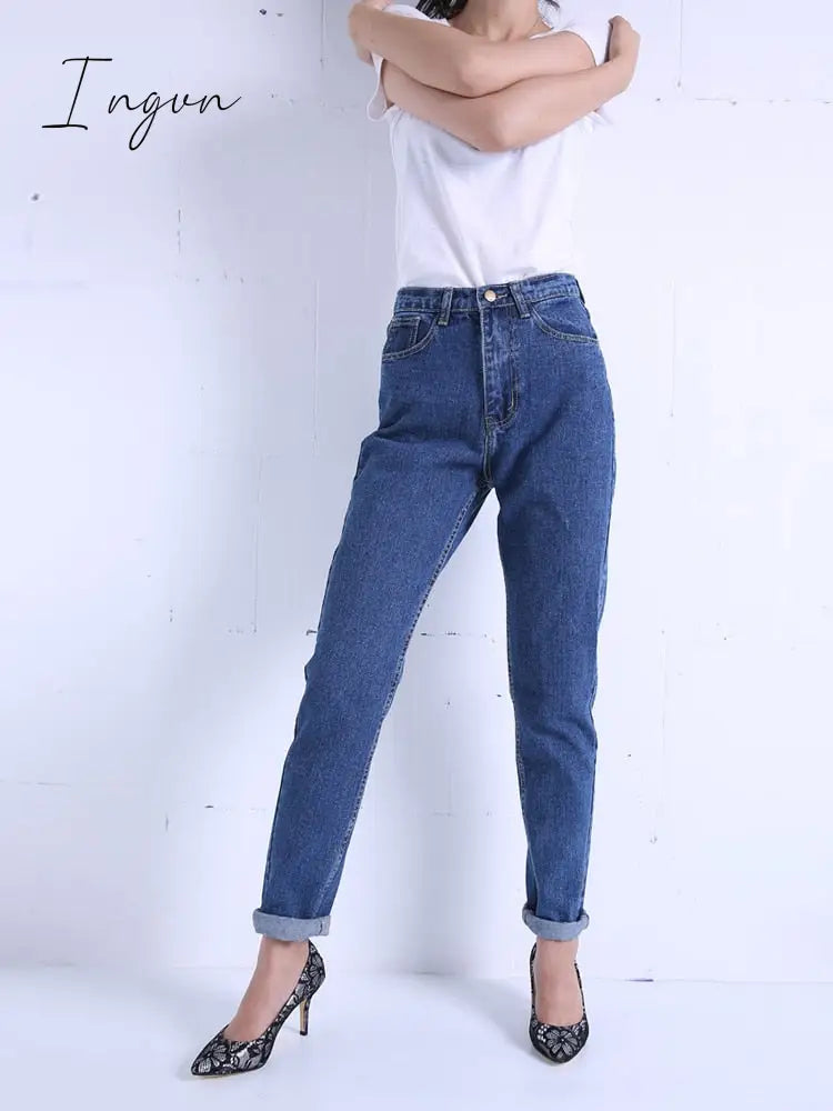 Ingvn - Harem Pants Vintage High Waist Jeans Woman Boyfriends Women's Jeans Full Length Mom Jeans Cowboy Denim Pants Vaqueros Mujer