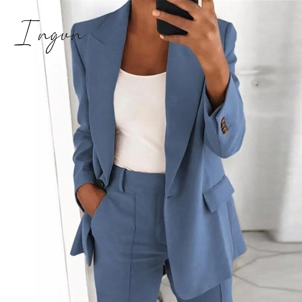 Ingvn - New Arrival Autumn Women's Jacket Warm Fashion Overcoat Office Coat Casual Outwear Elegance Coat Jacket Pink Ladies Suit